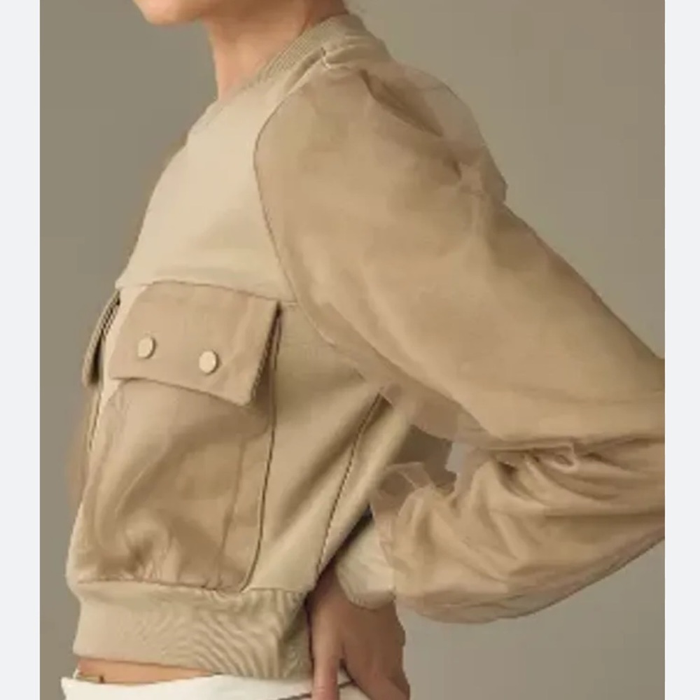 NWT By Anthropologie Utility Pocket Pullover in Moss - Picture 4 of 8